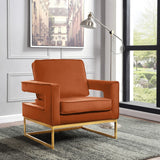 Noah Velvet / Engineered Wood / Iron / Foam Contemporary Cognac Velvet Accent Chair - 33" W x 29" D x 35" H