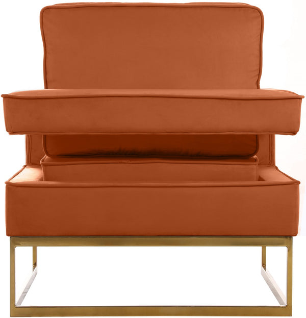 Noah Velvet / Engineered Wood / Iron / Foam Contemporary Cognac Velvet Accent Chair - 33" W x 29" D x 35" H