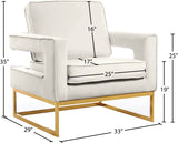 Noah Velvet / Engineered Wood / Iron / Foam Contemporary Cream Velvet Accent Chair - 33" W x 29" D x 35" H