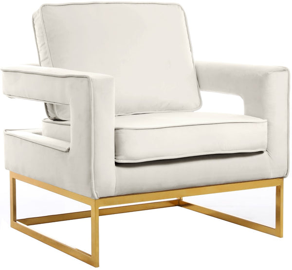 Noah Velvet / Engineered Wood / Iron / Foam Contemporary Cream Velvet Accent Chair - 33" W x 29" D x 35" H