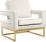 Noah Velvet / Engineered Wood / Iron / Foam Contemporary Cream Velvet Accent Chair - 33" W x 29" D x 35" H