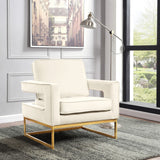 Noah Velvet / Engineered Wood / Iron / Foam Contemporary Cream Velvet Accent Chair - 33" W x 29" D x 35" H