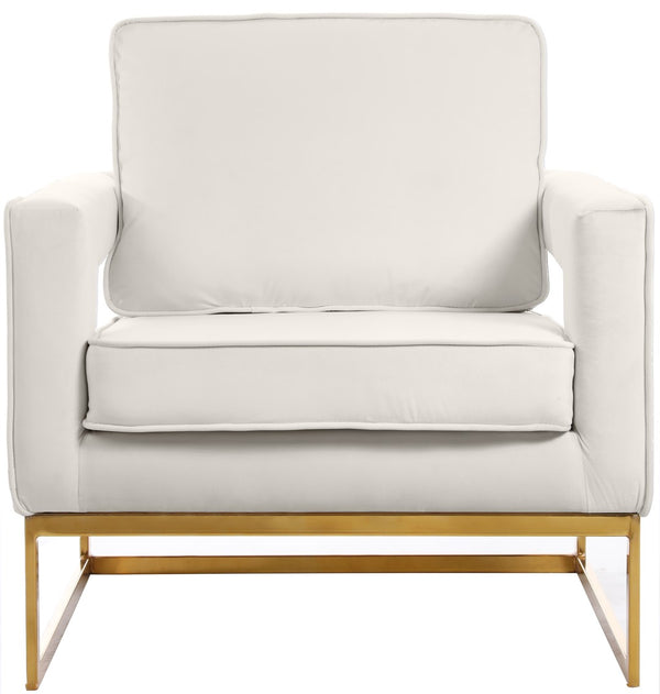 Noah Velvet / Engineered Wood / Iron / Foam Contemporary Cream Velvet Accent Chair - 33" W x 29" D x 35" H