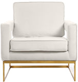 Noah Velvet / Engineered Wood / Iron / Foam Contemporary Cream Velvet Accent Chair - 33" W x 29" D x 35" H