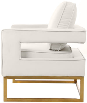 Noah Velvet / Engineered Wood / Iron / Foam Contemporary Cream Velvet Accent Chair - 33" W x 29" D x 35" H