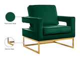 Noah Velvet / Engineered Wood / Stainless Steel / Foam Contemporary Green Velvet Accent Chair - 33" W x 29" D x 35" H