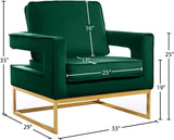 Noah Velvet / Engineered Wood / Stainless Steel / Foam Contemporary Green Velvet Accent Chair - 33" W x 29" D x 35" H