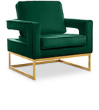 Noah Velvet / Engineered Wood / Stainless Steel / Foam Contemporary Green Velvet Accent Chair - 33" W x 29" D x 35" H