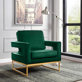 Noah Velvet / Engineered Wood / Stainless Steel / Foam Contemporary Green Velvet Accent Chair - 33" W x 29" D x 35" H