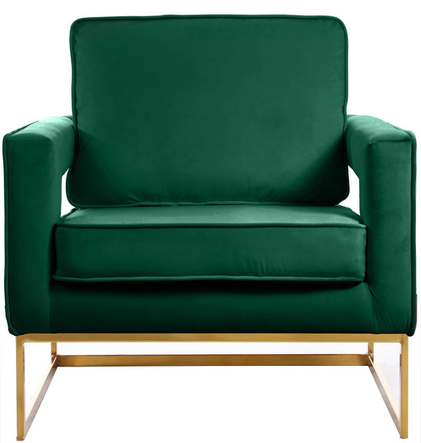 Noah Velvet / Engineered Wood / Stainless Steel / Foam Contemporary Green Velvet Accent Chair - 33" W x 29" D x 35" H
