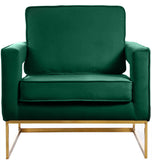 Noah Velvet / Engineered Wood / Stainless Steel / Foam Contemporary Green Velvet Accent Chair - 33" W x 29" D x 35" H