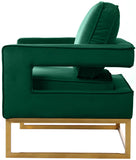 Noah Velvet / Engineered Wood / Stainless Steel / Foam Contemporary Green Velvet Accent Chair - 33" W x 29" D x 35" H