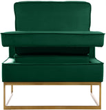 Noah Velvet / Engineered Wood / Stainless Steel / Foam Contemporary Green Velvet Accent Chair - 33" W x 29" D x 35" H