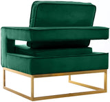 Noah Velvet / Engineered Wood / Stainless Steel / Foam Contemporary Green Velvet Accent Chair - 33" W x 29" D x 35" H