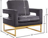 Noah Velvet / Engineered Wood / Stainless Steel / Foam Contemporary Grey Velvet Accent Chair - 33" W x 29" D x 35" H