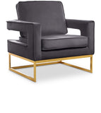 Noah Velvet / Engineered Wood / Stainless Steel / Foam Contemporary Grey Velvet Accent Chair - 33" W x 29" D x 35" H