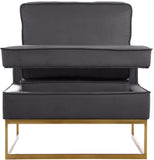 Noah Velvet / Engineered Wood / Stainless Steel / Foam Contemporary Grey Velvet Accent Chair - 33" W x 29" D x 35" H