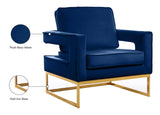 Noah Velvet / Engineered Wood / Stainless Steel / Foam Contemporary Navy Velvet Accent Chair - 33" W x 29" D x 35" H