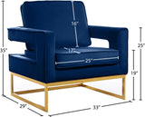 Noah Velvet / Engineered Wood / Stainless Steel / Foam Contemporary Navy Velvet Accent Chair - 33" W x 29" D x 35" H