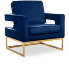 Noah Velvet / Engineered Wood / Stainless Steel / Foam Contemporary Navy Velvet Accent Chair - 33" W x 29" D x 35" H