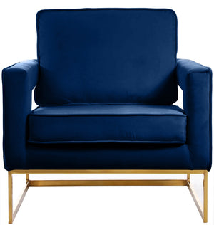 Noah Velvet / Engineered Wood / Stainless Steel / Foam Contemporary Navy Velvet Accent Chair - 33" W x 29" D x 35" H