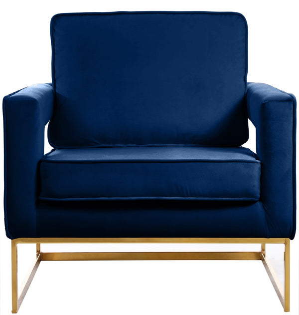 Noah Velvet / Engineered Wood / Stainless Steel / Foam Contemporary Navy Velvet Accent Chair - 33" W x 29" D x 35" H