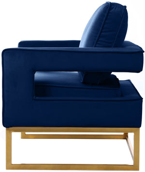 Noah Velvet / Engineered Wood / Stainless Steel / Foam Contemporary Navy Velvet Accent Chair - 33" W x 29" D x 35" H