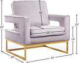 Noah Velvet / Engineered Wood / Stainless Steel / Foam Contemporary Pink Velvet Accent Chair - 33" W x 29" D x 35" H