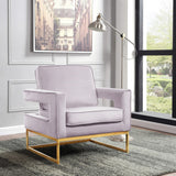 Noah Velvet / Engineered Wood / Stainless Steel / Foam Contemporary Pink Velvet Accent Chair - 33" W x 29" D x 35" H