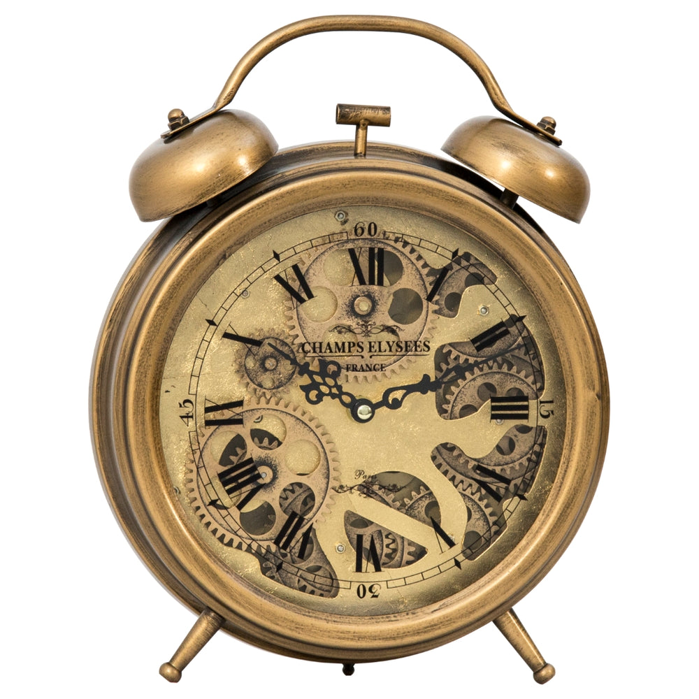 Yosemite Home Decor Brass Gears Table Top Clock 5120007-YHD