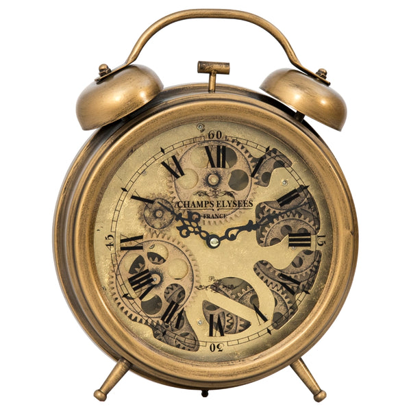 Yosemite Home Decor Brass Gears Table Top Clock 5120007-YHD