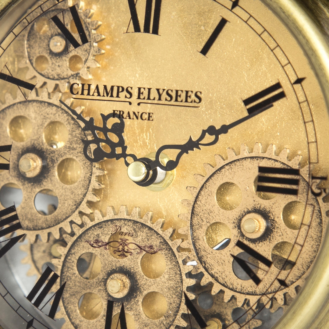 Aged Bronze and Brass Gears Table Clock - Thumbnail 5