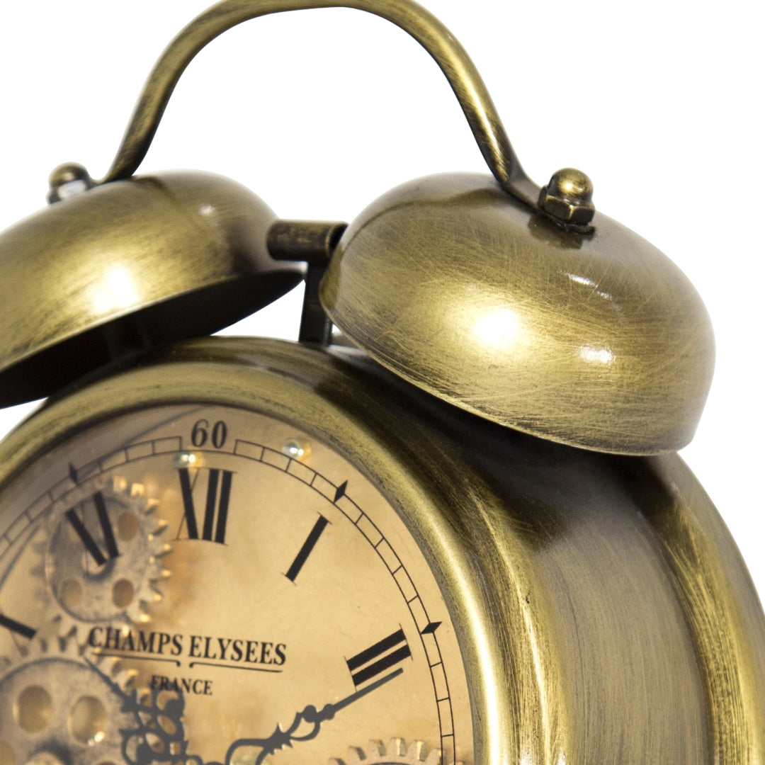 Aged Bronze and Brass Gears Table Clock - Thumbnail 4