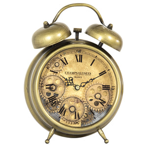 Yosemite Home Decor Aged Bronze And Brass Gears Table Clock 5120009-YHD