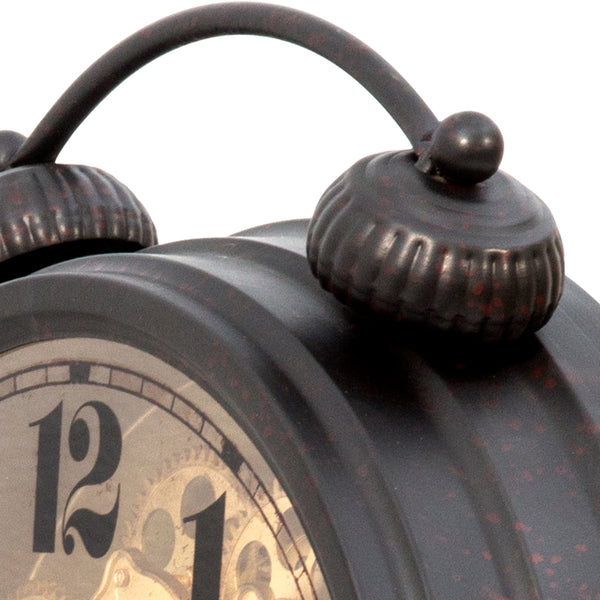 Yosemite Home Decor Black And Brass Gear Table Clock 5120010-YHD