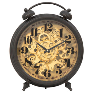 Yosemite Home Decor Black And Brass Gear Table Clock 5120010-YHD