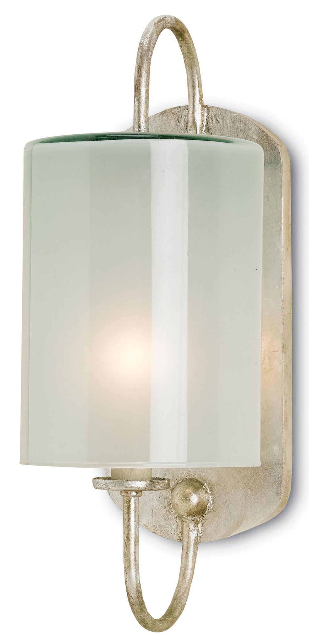 Glacier Silver Wall Sconce - Elegant Frosted Glass Shade & Silver Leaf Finish for Indoor Spaces