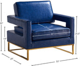 Amelia Faux Leather / Stainless Steel / Foam Contemporary Navy Faux Leather Accent Chair - 33" W x 29" D x 35" H