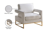 Amelia Faux Leather / Stainless Steel / Foam Contemporary White Faux Leather Accent Chair - 33" W x 29" D x 35" H