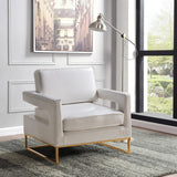 Amelia Faux Leather / Stainless Steel / Foam Contemporary White Faux Leather Accent Chair - 33" W x 29" D x 35" H