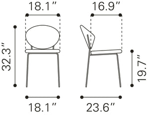 Zuo Modern Clyde 100% Polyester, Plywood, Steel Modern Commercial Grade Dining Chair Set - Set of 2 Green, Gold 100% Polyester, Plywood, Steel