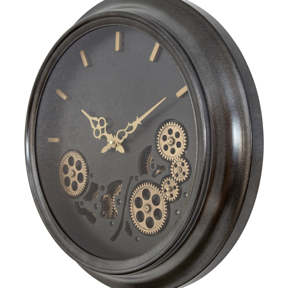 Yosemite Home Decor Black Round Gear Clock 5130009-YHD