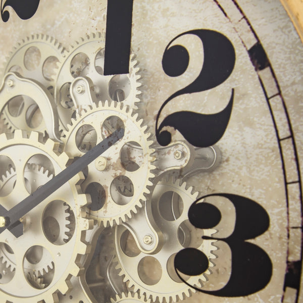 Yosemite Home Decor Gold Round Gear Clock 5130011-YHD