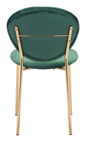 Zuo Modern Clyde 100% Polyester, Plywood, Steel Modern Commercial Grade Dining Chair Set - Set of 2 Green, Gold 100% Polyester, Plywood, Steel