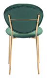 Zuo Modern Clyde 100% Polyester, Plywood, Steel Modern Commercial Grade Dining Chair Set - Set of 2 Green, Gold 100% Polyester, Plywood, Steel