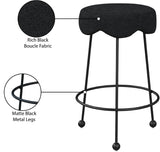 Fleur Boucle Fabric / Iron / Foam Contemporary Black Fabric Counter Stool - 17.5" W x 17.5" D x 26" H