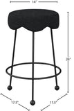 Fleur Boucle Fabric / Iron / Foam Contemporary Black Fabric Counter Stool - 17.5" W x 17.5" D x 26" H