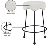 Fleur Boucle Fabric / Iron / Foam Contemporary Cream Fabric Counter Stool - 17.5" W x 17.5" D x 26" H