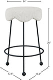 Fleur Boucle Fabric / Iron / Foam Contemporary Cream Fabric Counter Stool - 17.5" W x 17.5" D x 26" H