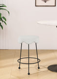 Fleur Boucle Fabric / Iron / Foam Contemporary Cream Fabric Counter Stool - 17.5" W x 17.5" D x 26" H